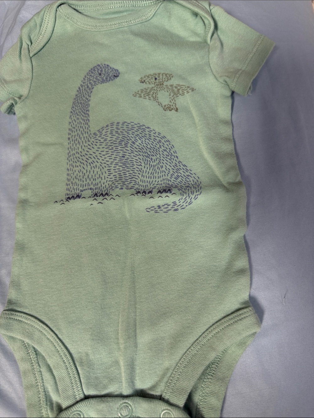 Carter's Mint Short-Sleeve One-Piece with Navy Dinosaur Print
